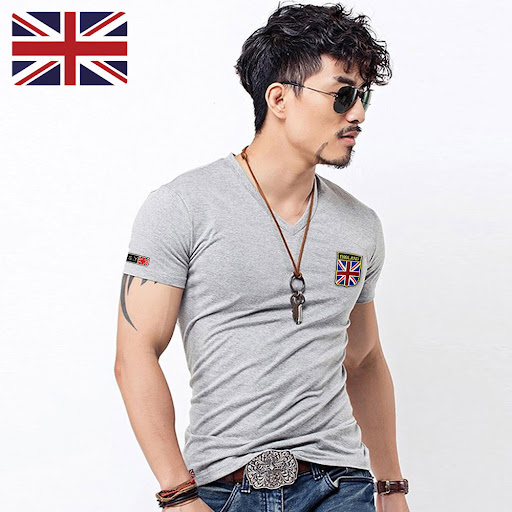 V neck light grey