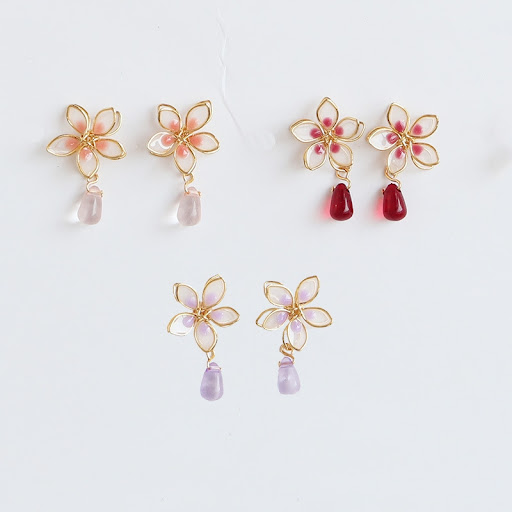 Title 2, Womens Girl Cherry Blossom Enamel Drop Sterlin...
