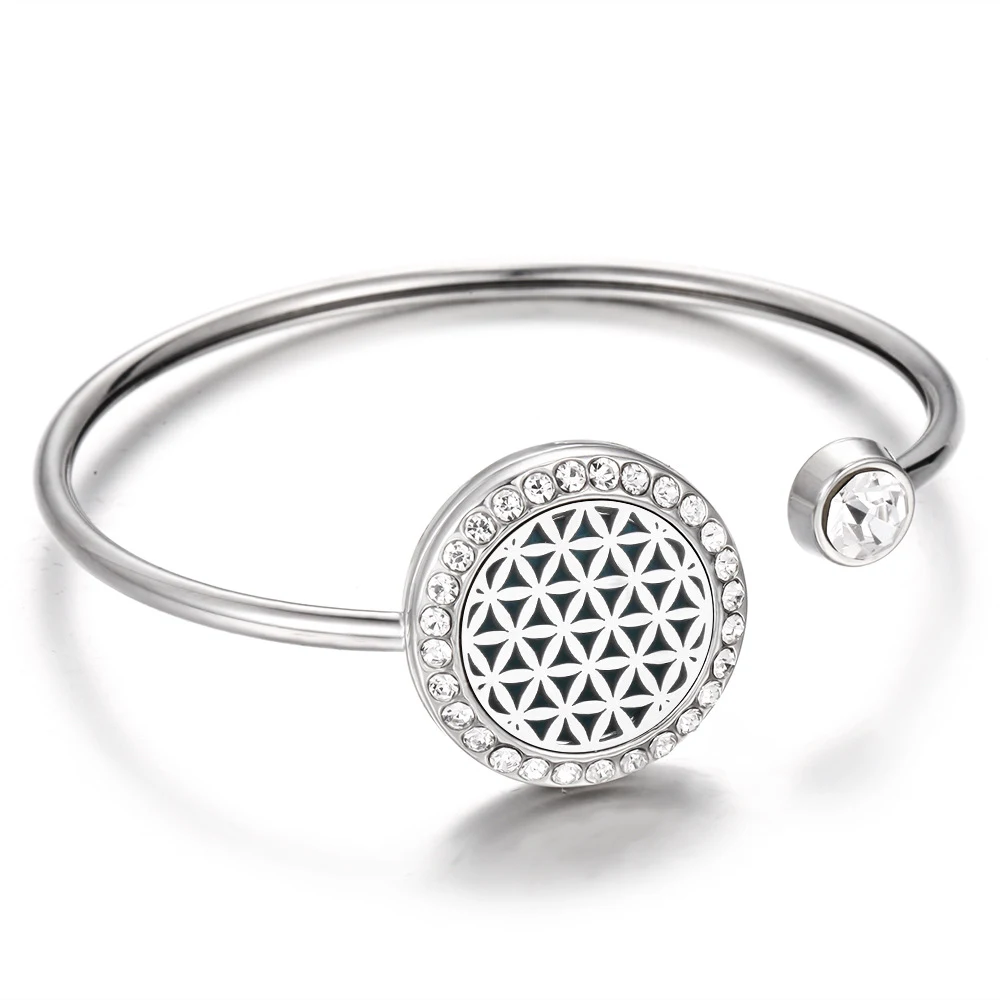 Title 6, Holle damesarmband van roestvrij staal met diam...