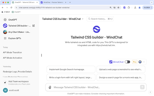 WindChat-ChatGPT Tailwind CSS React Previewer