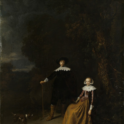 Portrait of a Couple in a Landscape, Gerard Dou, 1630 - 1675 - Rijksmuseum