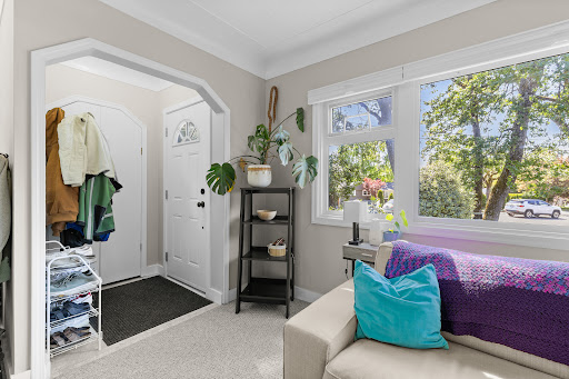 Entrance with door, coats and shelves - Buy this luxury house in Saanich, 6 bedrooms