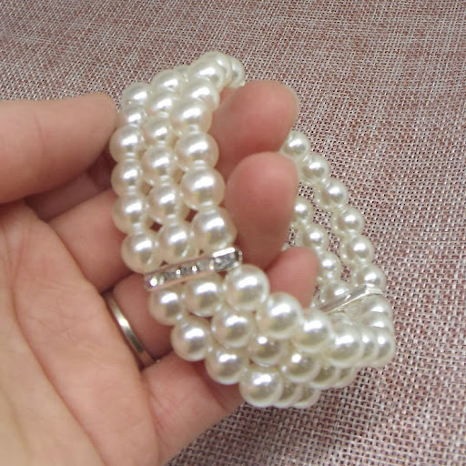 Title 5, Fashionable OL three-layer rhinestone pearl bra...