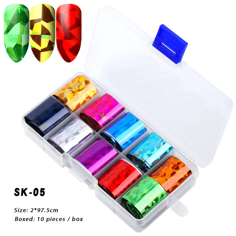 Title 6, 10 Pudełek Holograficznych Naklejek do Paznokci...