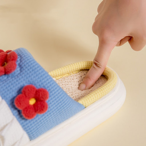 Title 2, Womens Linen Slippers for Indoor Use, Sweat-Ab...