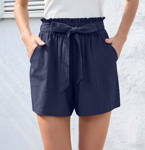 Title 6, Womens Summer Ruffle Bow Waist Tie Shorts with...