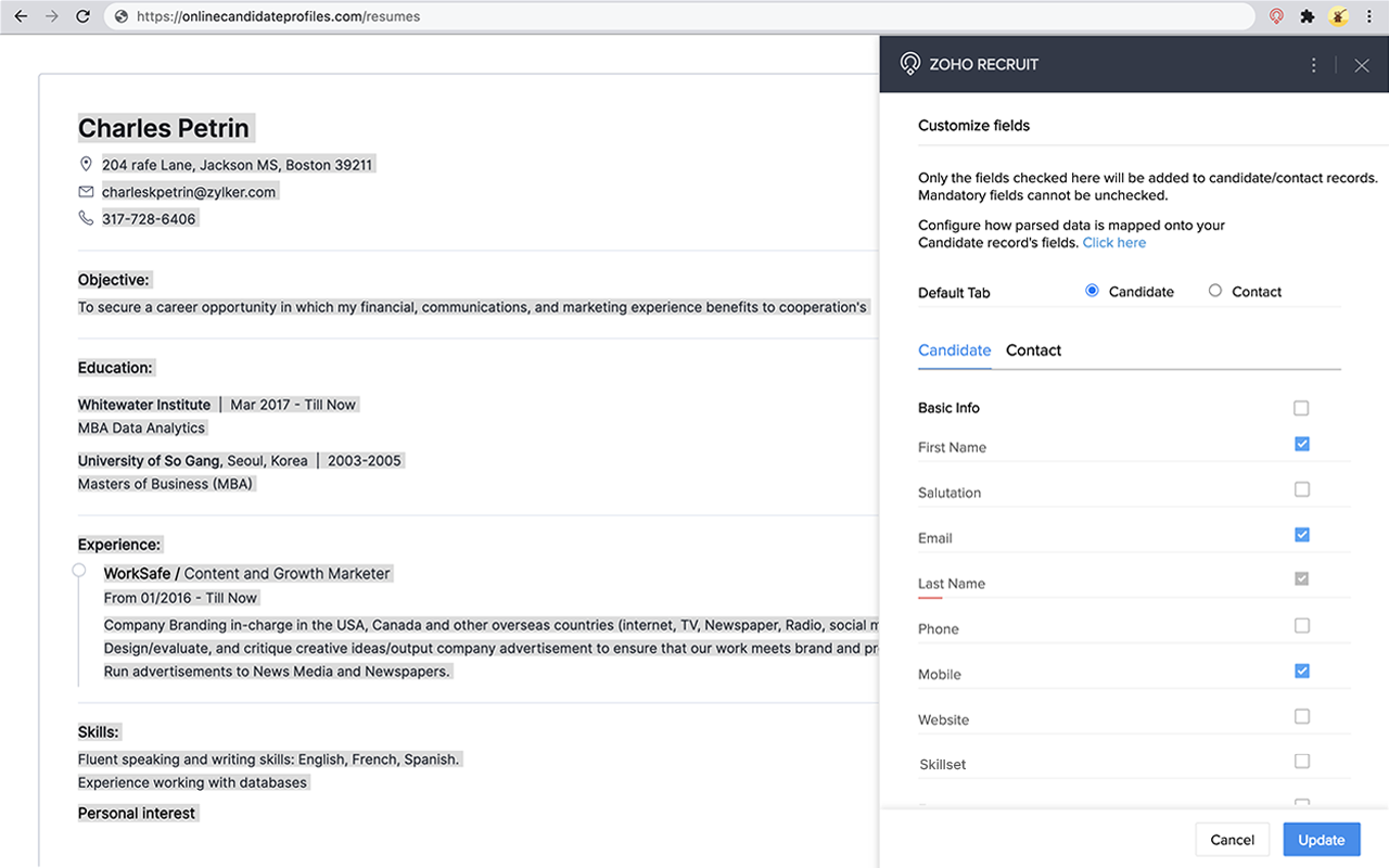 Zoho Recruit's Resume Extractor Preview image 6