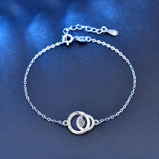 Title 4, Moissanite Ring Buckle 925 Silver Bracelet Fema...