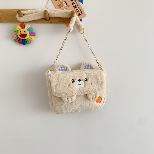 Title 8, Cartoon Embroidered Plush Crossbody Bag, a cute...