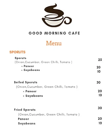 Good Morning Cafe menu 