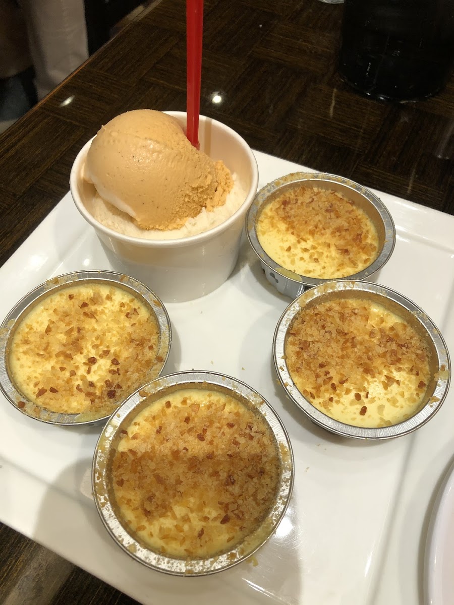 Tiny creme brulee and thai tea ice cream