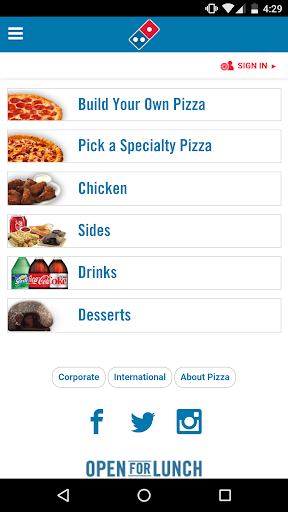 Screenshot Domino's Pizza América Latina