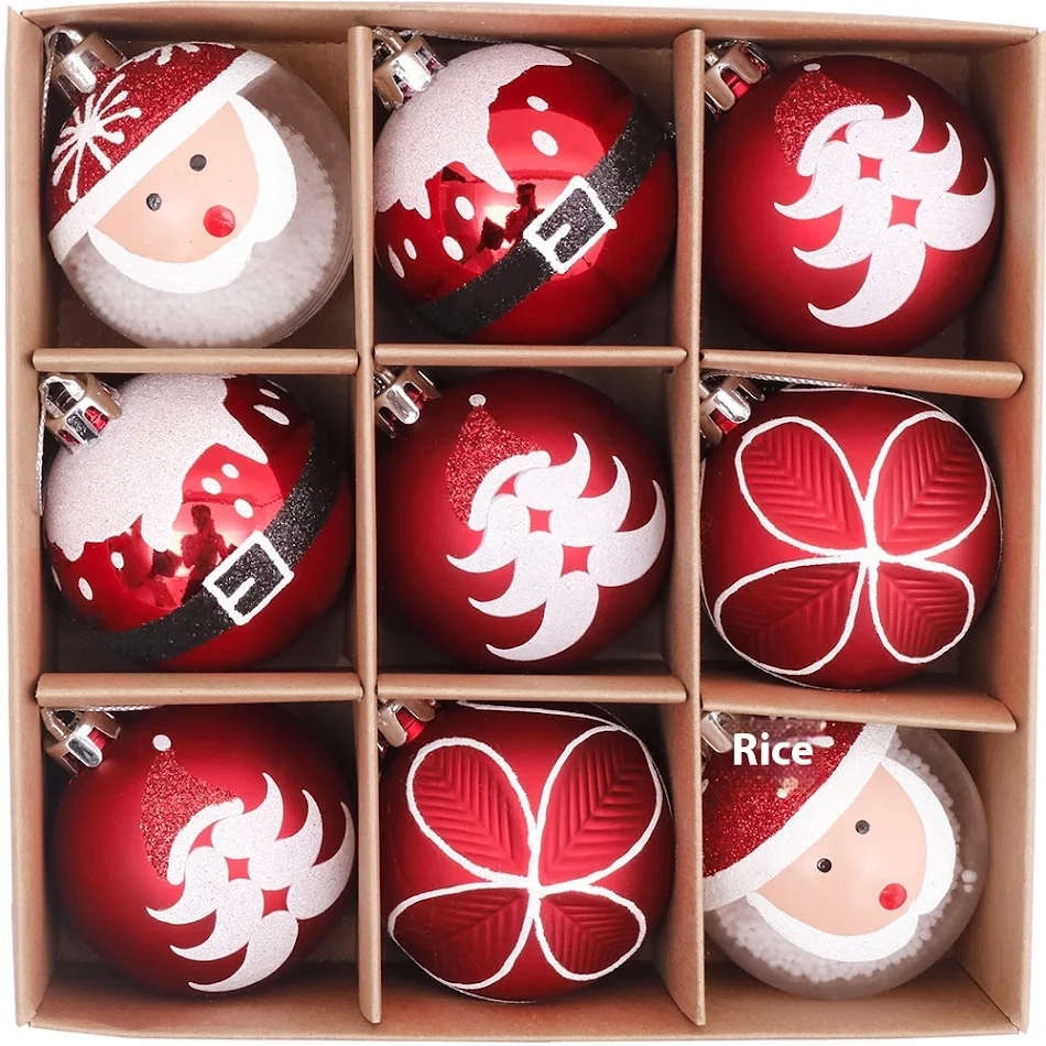 Handgezeichnetes Weihnachtsbaumkugel-Set im Weihnachtsthema, hängende Dekorationen, festliche Atmosphäre für Ihr Zuhause.
