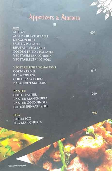 Tabla Hotel menu 