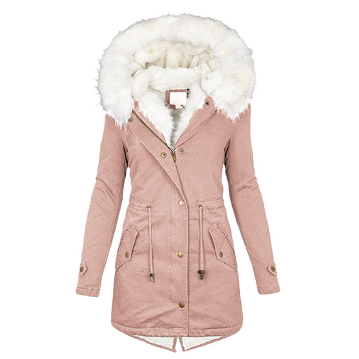 Title 4, Mid-length hooded winter warm plus fleece coat,...
