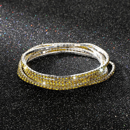 Title 23, Diamond-embedded Stretch Bracelet 2mm Single Ro...