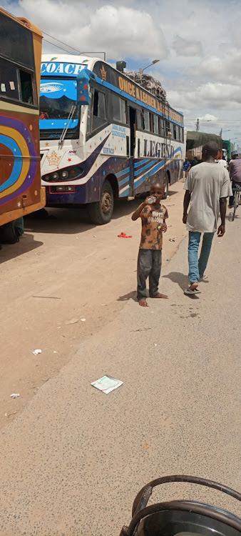 Commuter buses packed at Madogo area.