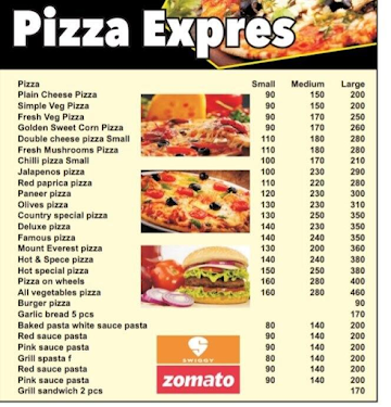 Pizza Express menu 