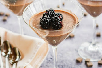 Dark Chocolate Panna Cotta with Fresh Blackberries