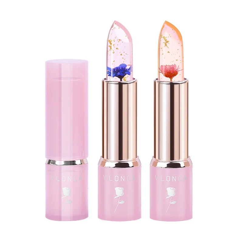 Flowers Jelly color changing lipstick that moisturizes and is not easy to change color. Get hydrated lips with a long la