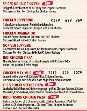 Domino's Pizza menu 