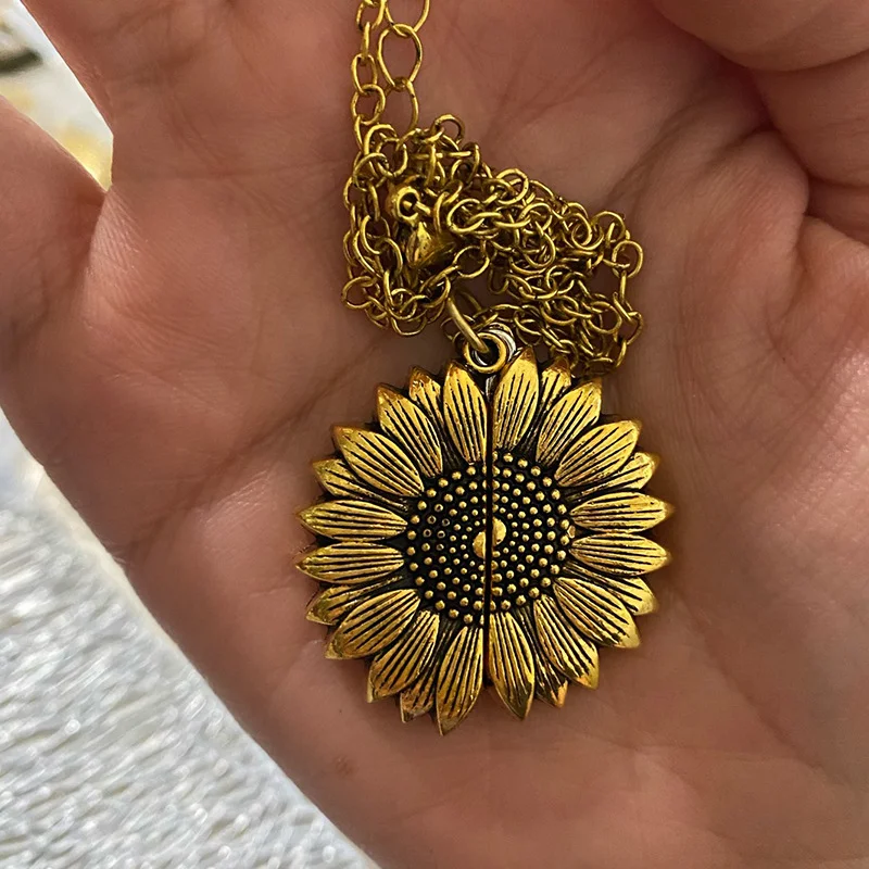 Title 2, "You Are My Sunshine" Sunflower Necklace for Wo...