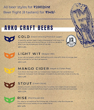 Arko Taproom menu 1