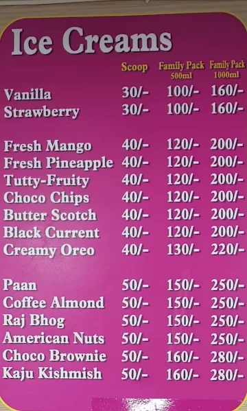 Maakhan Kulfi menu 