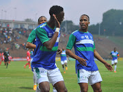 Lesotho's Tumelo Makha celebrates a goal during the 2022 Hollywoodbets Cosafa Cup match against Mauritius at King Zwelithini Stadium in Umlazi on July 8.