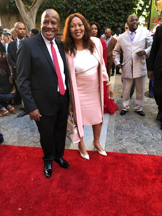 ANC chief whip Jackson Mthembu with his wife Thembi on the red carpet ahead of the state of the nation address in Cape Town on 16 February 2018.