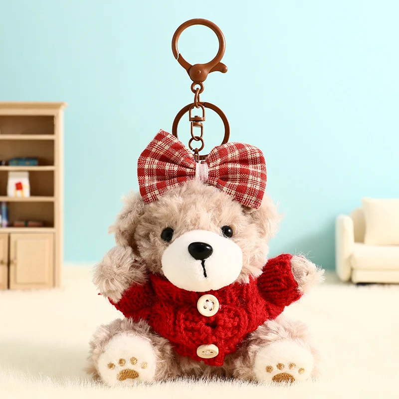 Moda Peluş Ayı Bebek Anahtarlık Kolye, sevimli ve yumuşak bir aksesuar, anahtarlar, çantalar ve sırt çantaları için mükemmel, ideal bir hediye.