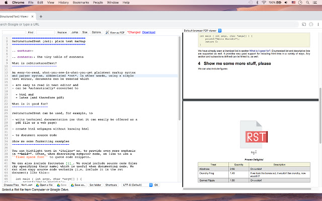 RST (reStructuredText) Viewer and Editor chrome extension