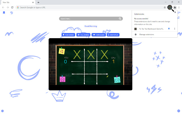 Tic Tac Toe Blackboard Game New Tab