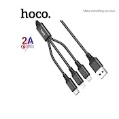 Cáp Sạc Hoco X76 3In1 Sạc Nhanh 2A Vải Dù Siêu Bền Thiết Kế Chống Gập Dài 1M