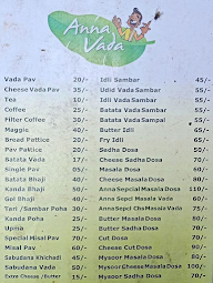 Anna Vada menu 1