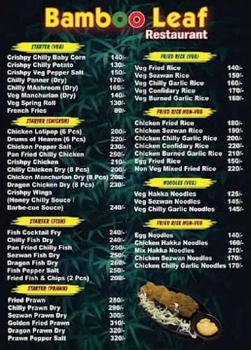 Bamboo Leaf Restaurant menu 