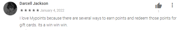 5-star MyPoints Reviews says that they love MyPoints because there are several ways to earn points to redeem for gift cards.