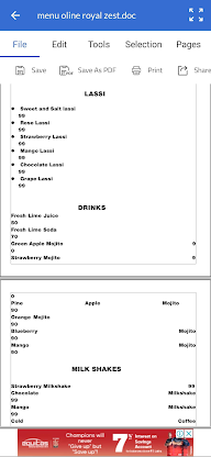 Royal Zest menu 3