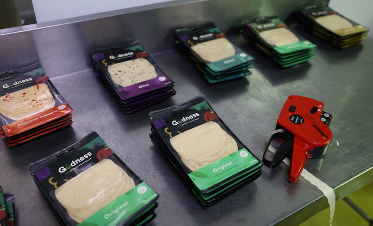 Plant-based polony used as an alternative or meat substitute is placed on the table before being labelled at meat processor Feinschmecker, in Germiston, in the East Rand region of Johannesburg October 11 2022. Picture: REUTERS/SIPHIWE SIBEKO