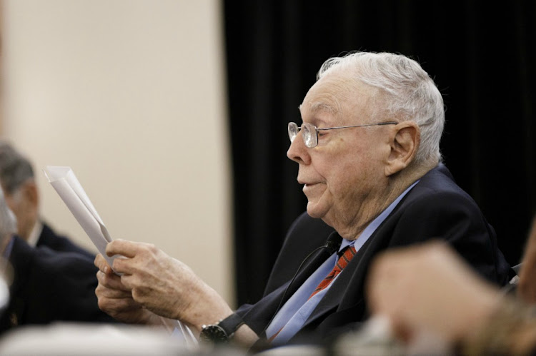 Charlie Munger. Picture: BLOOMBERG