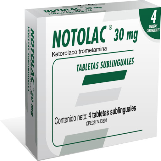 Ketorolaco Trometamina Notolac 30 Mg X 4 Tabletas Sublingual
