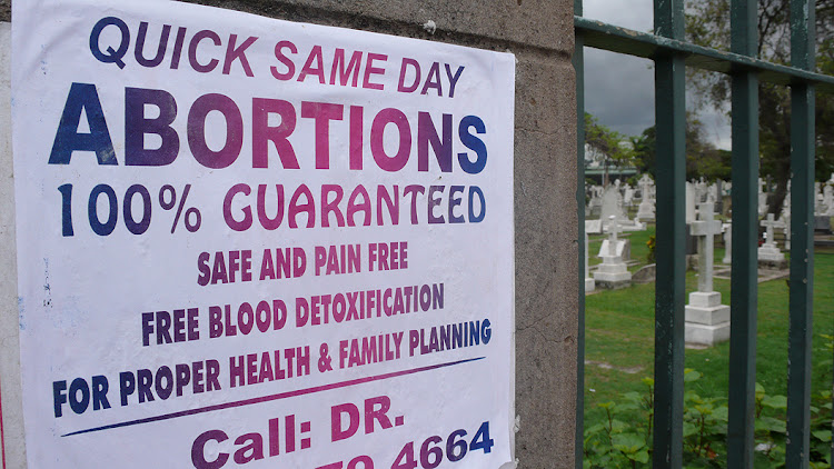 A group of activists has vowed to remove posters like this one and called on the Gauteng health department to offer abortions in clinics.