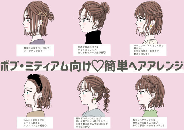 ボブ ミディアムヘアさん集合 簡単にできる おしゃれヘアアレンジ Trill トリル