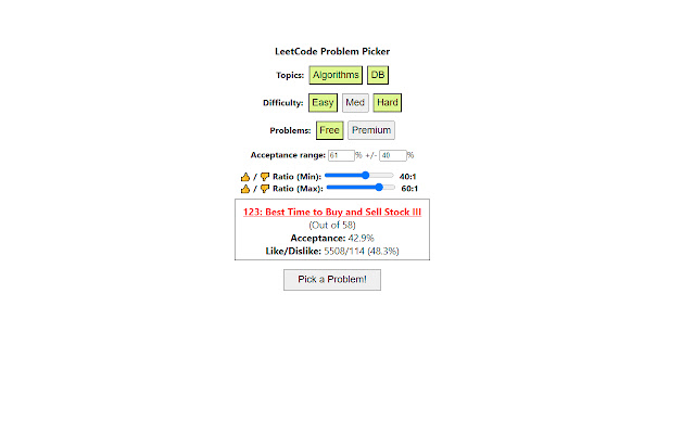 Leetcode Problem Picker chrome extension