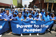 DA marching from Mary Fitzgerald Square in Newtown to the governing party ANC's headquarters Luthuli House against Eskom's loadshedding crisis. 