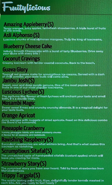 Apsara Ice Creams menu 