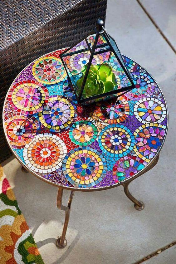 Colorful Mosaic Side Table