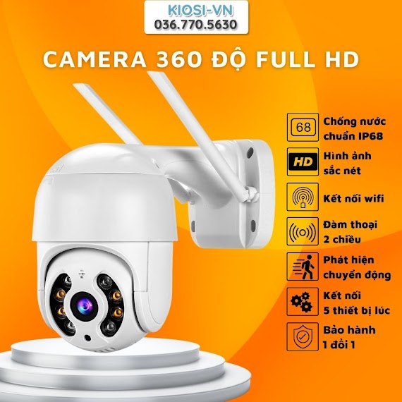 Camera Quan Sát 360, Camera Chống Trộm - Chống Nước Xoay 360 Độ 1920X1080P Siêu Nét, Cảnh Báo Tốt