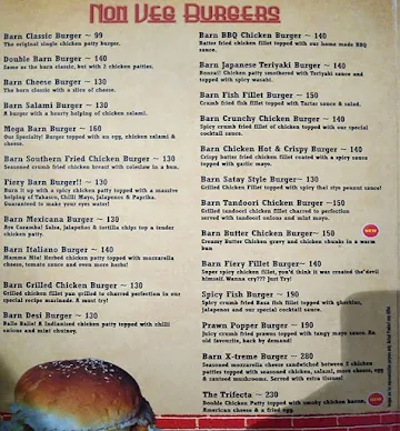 The Burger Barn Cafe menu 