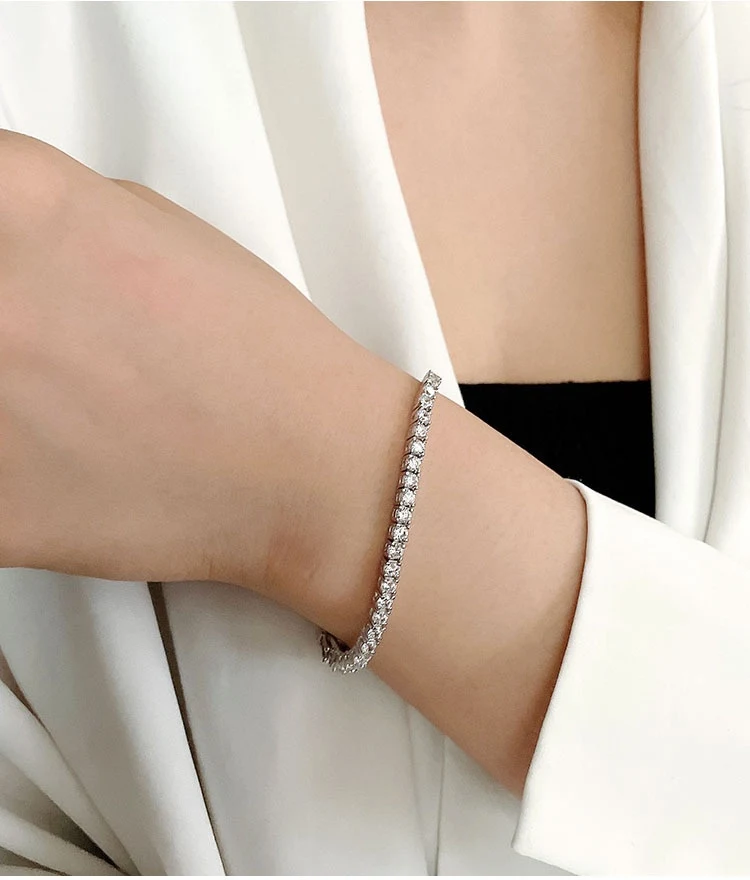 Title 2, 10 Point Moissanite Bracelet Tennis Chain S925 ...